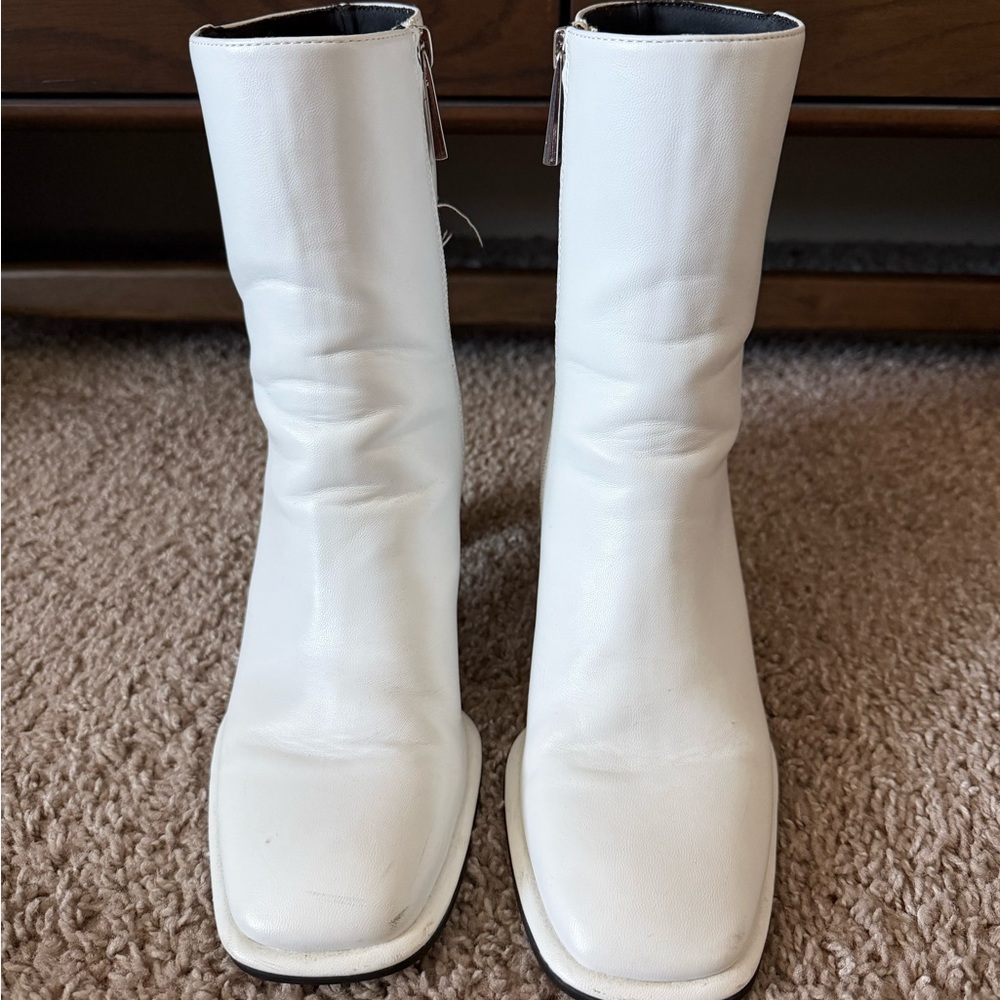 Zara White Ankle Boots